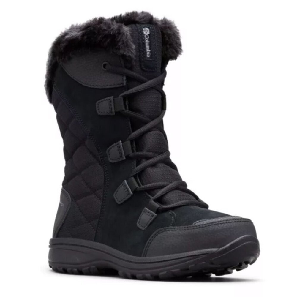 Columbia Ice Maiden Waterproof Winter Snow Boot Suede Nylon Faux Fur Lace Warm 7